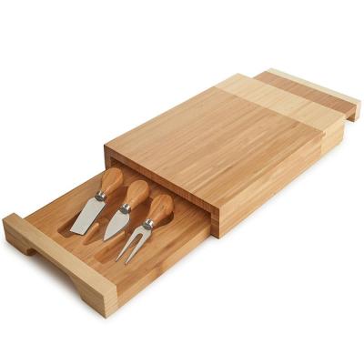 China Sustainable Bamboo Cheese Board And Knife Set Wooden Tray And Serving Board Of Meat And Cheese for sale