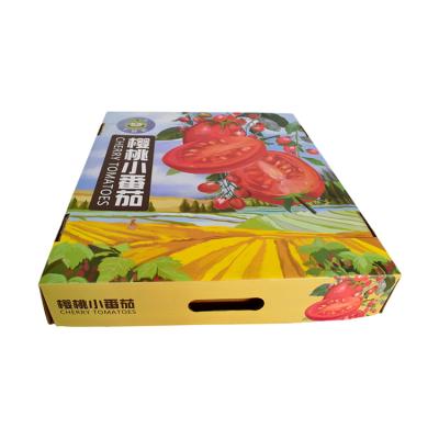 China Recyclable Custom Design Wholesale Fruit Vegetable Packing Crate Cardboard Tomato Corrugated Paper Box for sale