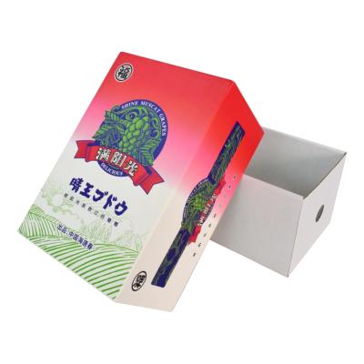 China Factory Customized Recyclable Low Box Fruit Box Factory Customized White Corrugated Pink Corrugated Lid And Packing Box For Grape for sale