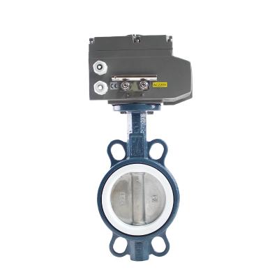 China General Electric Butterfly Valve DIN DN150 304 24v Tetrafluoroethylene Motorized AC for sale