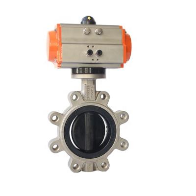 China SS316 / 304 General Hook Type Stainless Steel Pneumatic Disc Coated EPMD NBR Butterfly Valves for sale