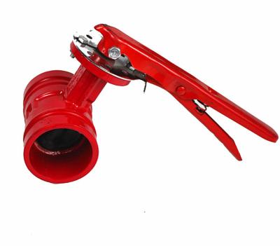 China Food/Chemical/Oil/Electric Power/Textile/Paper Tianjin Grooved Type Signal Fire Fighting Water End Cast Grooved Butterfly Valve With Hand Lever for sale