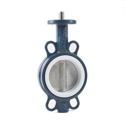 China General Wafer Type Butterfly Valve Carbon Steel Seat PTFE Price List Used For Fluid Control for sale