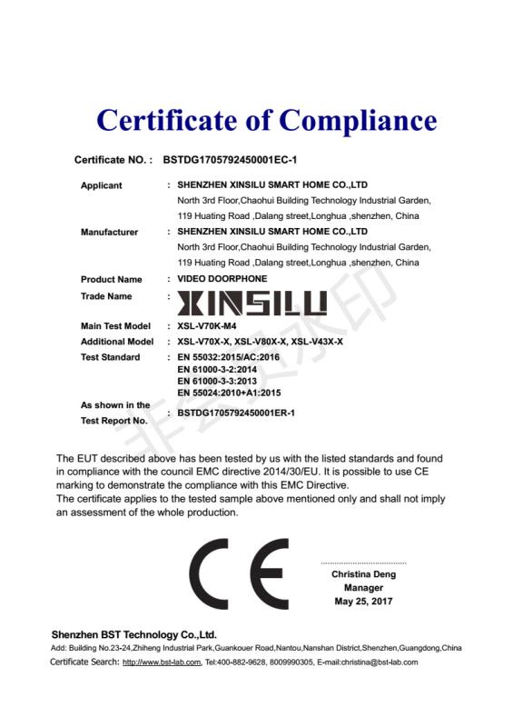 CE - Shenzhen Xinsilu Electronic Co., Ltd.