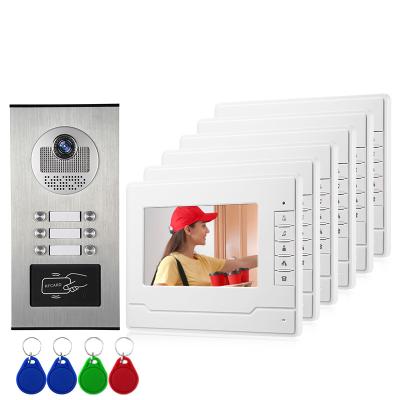 China High Quality Mulit Apartments 7 Inch Color Video Door Phone System For 6 Unit Building Intercom for sale