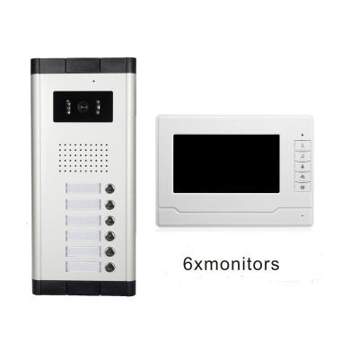 China Xinsilu Multi Call Apartment Door Phone Video Intercom For 6 Unit for sale