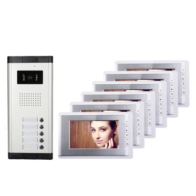 China Night Vision (IR) XSL 7inch Monitor Silver Multi Apartment Video Door Phone Intercom for sale