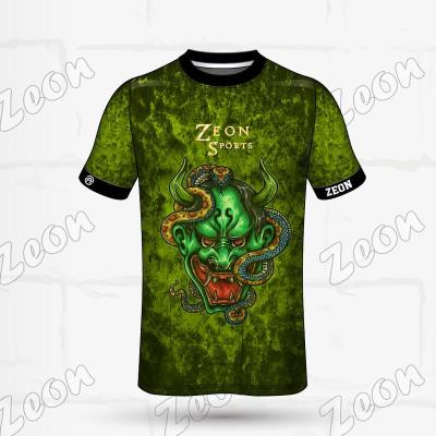 China New Design Shirts OEM Wholesale Anti-shrink Full Service Custom Green Color 100%Polyester Print Men T-Shirt for sale