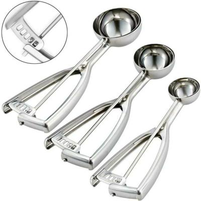 China Viable Ice Cream Scoop Stainless Steel Ice Cream Scoop Dough Muffin Roll Spoon Potato Crusher Spring Ha for sale