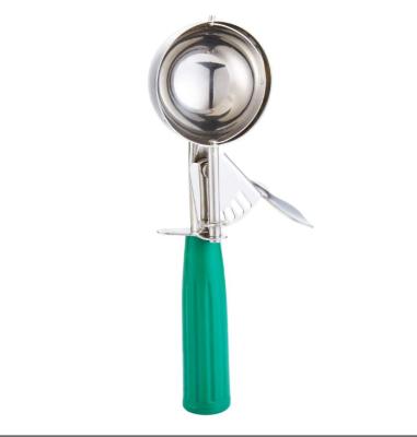 China 18/8 Viable Stainless Steel Ice Cream Disher With Size 12 Size Fruit Mashed Potato Scoop Kitchen Convenient Green Food S Handle for sale