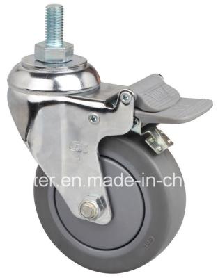 China 110kg Load Capacity Medium Duty TPE Caster with Threaded Brake and 3