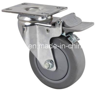 China Medium Duty 110kg Plate Brake TPE Caster with Grey Color and Ball Bearing Z5724-57 for sale