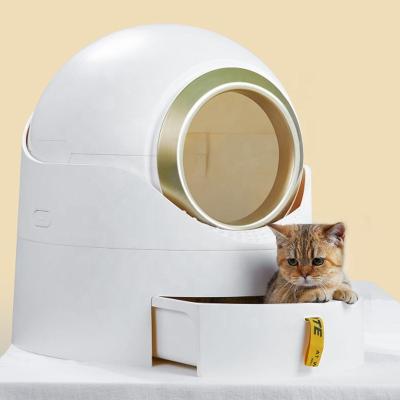 China Cat Toliet Luxury Plastic Pet Fully Enclosed Large Semi Automatic Cat Litter Box Self Cleaning for sale