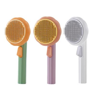 China 2023 Hot Sale Viable Seal Dog Pet Dog Massage Brush Stainless Steel Needle Pumpkin Shape Pet Brush for sale