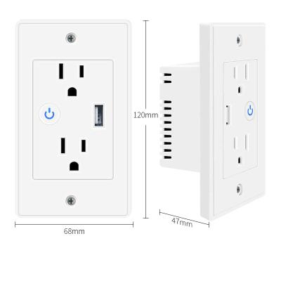 China Dual USB WiFi Wall Outlet US Plug Convenient Hot Selling Remote Control Timing Standard Intelligent Voice Control for sale