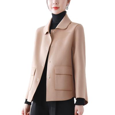 China Korean chic waterproof jacket 2021 pocket jacket retro woolen autumn and winter women's oversized shirt women's long-sleeved jacket for sale