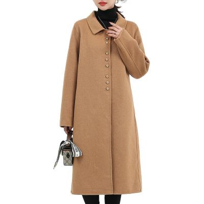 China 2021 classic trench coat high quality waterproof woolen coat women's wool coat autumn and winter long straight for sale