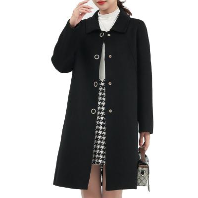 China New Solid Color Loose Women's Woolen Jacket Waterproof Lapel Straight Coat and Long Jacket Women's Cashmere Coat for sale