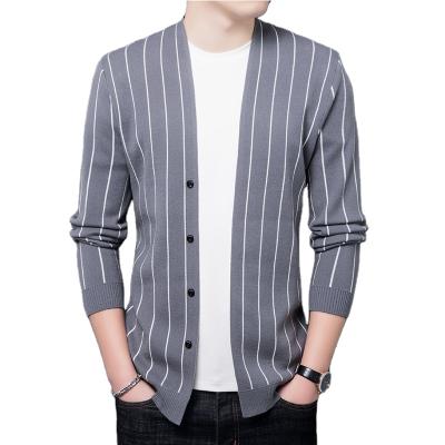 China 2021 Classic Fashion Men's Anti-Wrinkle Casual Men's Knitted Cardigan Sweater Jacket Striped Tops for sale