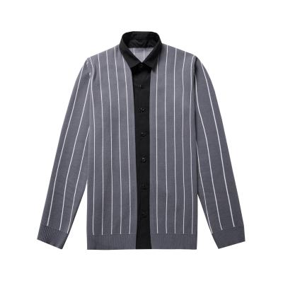 China Classic Cardigan Men's Cardigan Jacket Anti-wrinkle Shirt Collar Knitted Sweater Sweater Fashion Casual Striped Straight Top for sale