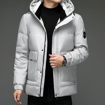 China New Anti-wrinkle Men's Shorts Down Jacket Winter Clothing Jacket Thickened Outdoor Cold-proof Detachable Hat Solid Color Casual M-4XL for sale