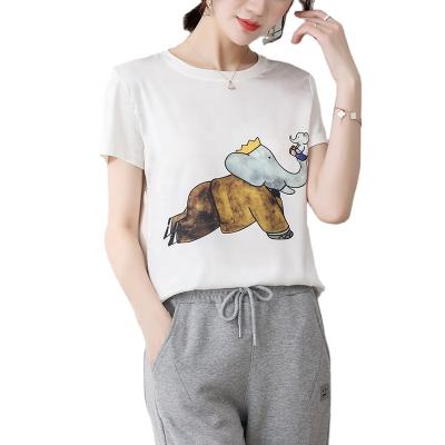 China Wholesale Customized Anti-wrinkle Women's T-shirt Pattern T-shirt Imitation Silk Fabric Shirts For Women for sale