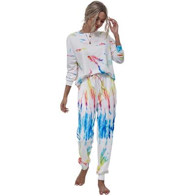 China 2021 QUICK DRY Spring Autumn Tracksuit Women 2 Piece Set Comfortable Style Loose Solid Tie Dye Long Sleeve Casual Suit Clothes for sale