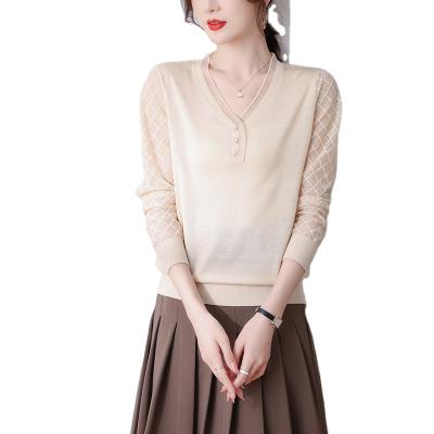 China New Design Thickening High Quality Soft Female Thin V-Neck Sweater Anti-wrinkle Long Sleeves Cashmere Cashmere Long Sleeves Women Sweater for sale