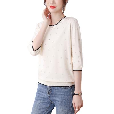 China Anti-wrinkle Summer Women's Cashmere Sweater O-Neck Half Sleeve Knitted Knitted Solid Casual Short Sleeve Half Sleeve for sale