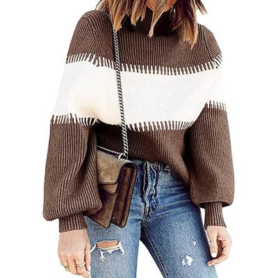 China Anti-wrinkle women's sweaters autumn and winter casual loose oversized sweater knitted sweater top ladies high neck sweater for sale