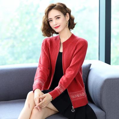 China Full Sleeve Threaded Neckline Edge Cuffs High Neck Anti-Wrinkle Zipper Cardigan Sweater Women's Casual Knitted Sweater To Keep Warm for sale