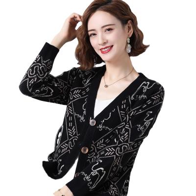 China 2021 Autumn Fashion Women Knitted Cardigan Sweater Anti-wrinkle Sheath Long Jacket Loose Casual V-Neck Sweater Cardigan Knitted Tops for sale