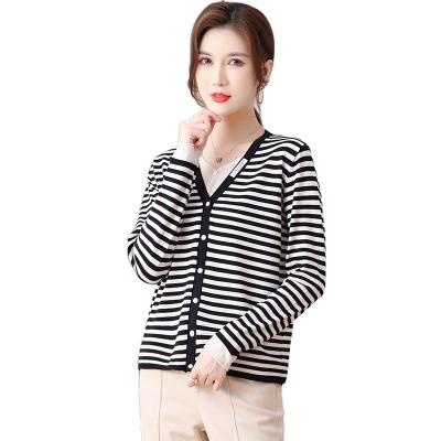 China Anti-wrinkle ladies V-neck fashion cardigan series casual coat sweater for sale