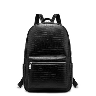 China Custom Logo Anti-theft Bag Fashion PU Leather Backpack Men's Travel Crocodile Backpack Leisure Computer Bag for sale