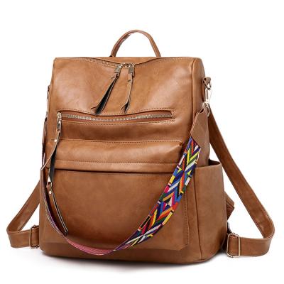 China Hot Sale Anti Theft Customized Brown Leather Shoulder Bags For Women Designer Inspired Backpack for sale