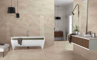 China Beige Porcelain Living Room Tile Thickness 10mm Light Grey Polished Finish for sale