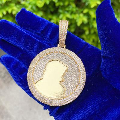 China Hiphop Hiphop Custom Fully Glazed Photo Picture Portrait Memorial Moissanite Enamel Head Pendant for sale