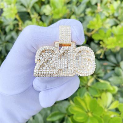 China Hiphop Hiphop bling iced out baguette vvs lab diamonds moissanite custom jewelry designer letter logo number pendant for sale