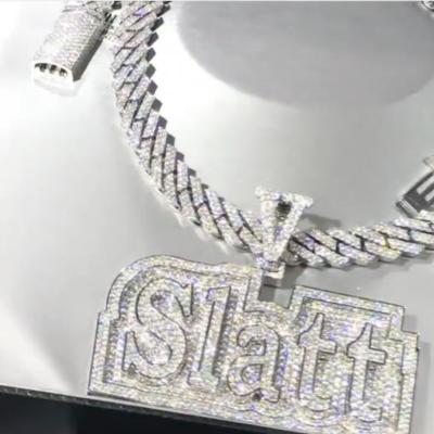 China CLASSIC CLASSIC Shine VS Moissanite Diamond Iced Necklace Pendants S925 Silver Bling Initial Letter Pendant Custom for sale