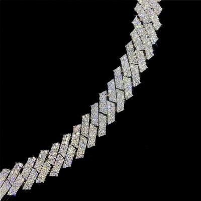 China CLASSIC CLASSIC 14mm Iced Out Hip Hop Custom 2 Per Row VVS1 Moissanite Diamond Miami Cuban Link Chain for sale