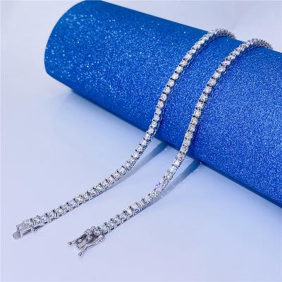 China Factory direct sale 925 CLASSIC CLASSIC CLASSIQUE hot sale moissanite diamond tennis chain hip hop sterling silver white gold 3.00mm for sale