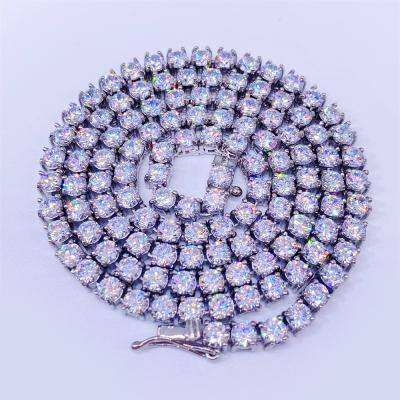 China Hot Selling CLASSIC 925 Silver Moissanite Tennis Chain Bracelet 4MM Hip Hop Jewelry 4MM Necklace Tennis Chain Bracelet for sale