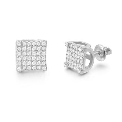 China Fashion Jewelry 2021 Trendy Stylish Trendy Men's Square 925 Sterling Silver Stud Earrings D VVS Moissanite Stud Earrings for sale