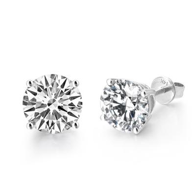 China Back pass diamond tester vvs lab diamonds GRA certificate screw 925 sterling silver 8mm moissanite 2CT stud earrings for sale