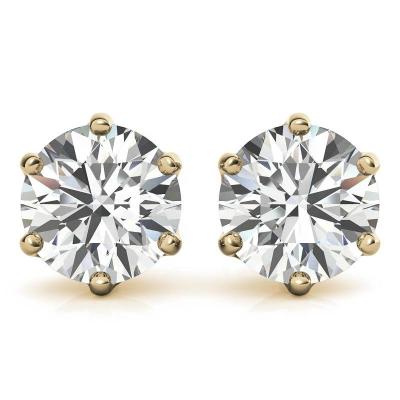 China CLASSIC solid 10k 14k 6 prongs basket 2.0cts gold moissanite earrings for sale for sale