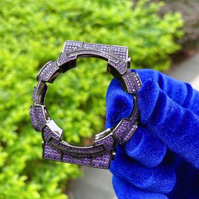 China Hot Selling Auto Date Iced Out Iced Out Gold Plating Diamond dw6900 Black Purple Bezel for sale