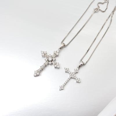 China 2021 Fine CLASSIC Hip Hop Jewelry Moissanite Diamond 925 Sterling Silver Mens Bling Bling Cross Necklace Set for sale