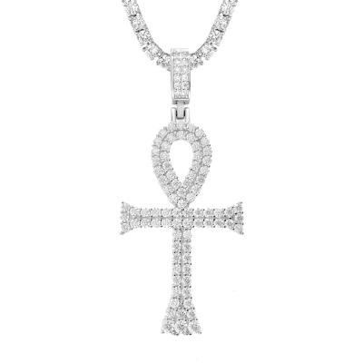 China Crossing Diamond Tester 925 Sterling Silver Claw Set Vvs Diamond Moissanite Cross Pendant Developed By Hiphop Lab for sale