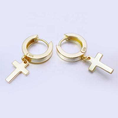 China TRENDY iced out best wholesale brass or silver cross earring circle prices dangle earrings men for sale