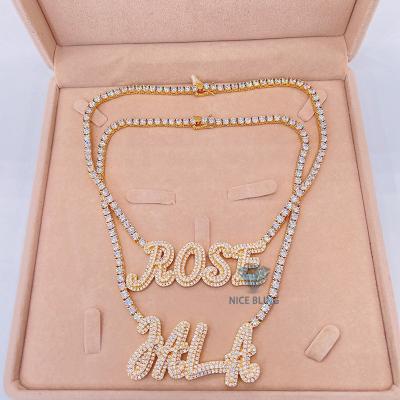 China TRENDY Custom Letter Name Chain Women Hitter Jewelry 3mm CZ Custom Name Tennis Necklace for sale